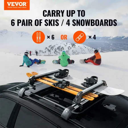 Ski Snowboard Roof Rack 80.5 cm Universal Ski Rack for Car Roof with Lock