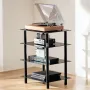 4-Tier AV Media Stand, Audio/Video Stand with Strengthened Tempered Glass Shevles for DVD/Cable Boxes/Games Consoles, Media Stor