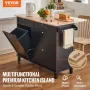 Kitchen Island Cart, 50" Wood Top Breakfast Bar with Trash Cabinet Tilt Out 10 Gallon Storage, Farmhouse Dining Living Room Tabl