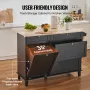 Kitchen Island Cart, 50" Wood Top Breakfast Bar with Trash Cabinet Tilt Out 10 Gallon Storage, Farmhouse Dining Living Room Tabl