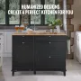 Kitchen Island Cart, 50" Wood Top Breakfast Bar with Trash Cabinet Tilt Out 10 Gallon Storage, Farmhouse Dining Living Room Tabl