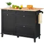 Kitchen Island Cart, 50" Wood Top Breakfast Bar with Trash Cabinet Tilt Out 10 Gallon Storage, Farmhouse Dining Living Room Tabl