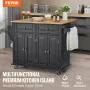 Kitchen Island Cart, 43" Wood Top Mobile Carts with Storage Cabinet, Rolling Table with Drop Leaf, Spice Rack, Towel Bar, Adjust