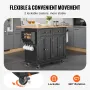 Kitchen Island Cart, 43" Wood Top Mobile Carts with Storage Cabinet, Rolling Table with Drop Leaf, Spice Rack, Towel Bar, Adjust