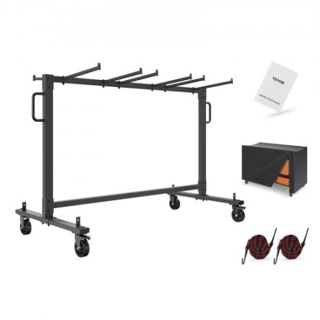 Folding Chair Cart, Single Layer Mobile Stackable Chair Dolly, Storage Rack Trolley with 265 Lbs Capacity to Store 42 Chairs,