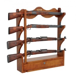 Gun Rack 4-Slot Wood Gun Rack Wall Mount Gun Display Rack holds 4 Rifles