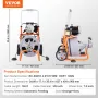 Drain Cleaner Machine 30.5m x 9.5mm Auto Feed with Wheels & 8 Cutters