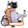 Drain Cleaner Machine 30.5m x 9.5mm Auto Feed with Wheels & 8 Cutters
