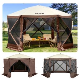 Pop-up Camping Gazebo Camping Canopy Shelter 6 Sided 12' x 12' Sun Shade