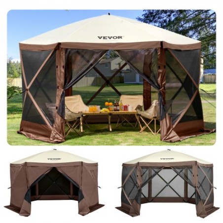 Pop-up camping lysthus camping baldakin husly 6-sidet 12 'x 12' solskygge