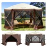 Pop-up Camping Gazebo Camping Canopy Shelter 6 Sided 12' x 12' Sun Shade