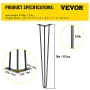 Hairpin Table Legs 45.7 cm Black Set of 4 Desk Legs Each 99.8 kg Capacity Hairpin Desk Legs 3 Rods for Bench Desk Dining End Tab