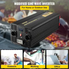 Power Inverter Modified Sine Wave Inverter 6000W DC 12V til AC 230V LCD
