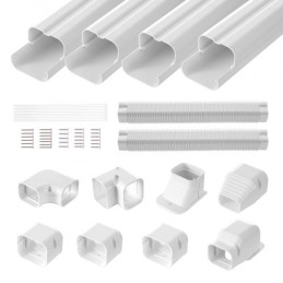 Mini Split Line Set Cover 76,2 mm W 5350mm L, PVC Dekorativ rørlinjedæksel til klimaanlæg med 4 lige kanaler & fuld
