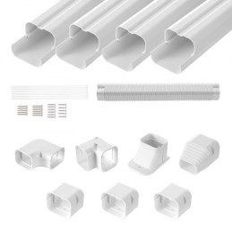 Mini Split Line Set Cover 76.2mm W 4830mm L, PVC Decorative Pipe Line Cover For Air Conditioner with 4 Straight Ducts & Full