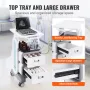 3 Tiers Lab Carts, Lab Utility Cart with 2 Drawers & 1 Top Tray, Mobile Medical Cart with ABS Material, Lab Rolling Cart with 4 