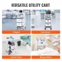 3 Tiers Lab Carts, Lab Utility Cart with 2 Drawers & 1 Top Tray, Mobile Medical Cart with ABS Material, Lab Rolling Cart with 4 