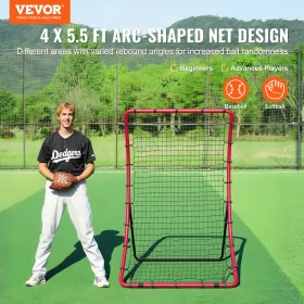 Baseball And Softball Rebounder Net 4x5.5 ft PitchBack All Angle Fielding