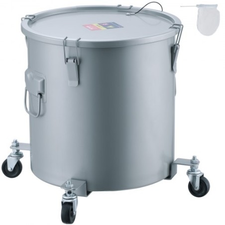 Fryer Grease Bucket, 8 Gal Oil Disposal Caddy with Caster Base, Carbon Steel with Rust-Proof Coating, Oil Transport Container