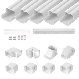 Mini Split Line Set Cover 76.2mm W 3110mm L, PVC Decorative Pipe Line Cover For Air Conditioner with 5 Straight Ducts & Full