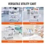 3 Tiers Lab Carts, Lab Utility Cart with 3 Trays & 4 Silent Wheels, Mobile Medical Cart with PP Material, Lab Rolling Cart with 