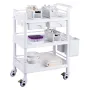 3 Tiers Lab Carts, Lab Utility Cart with 3 Trays & 4 Silent Wheels, Mobile Medical Cart with PP Material, Lab Rolling Cart with 