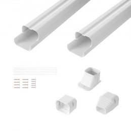Mini Split Line Set -dækning 76,2 mm W 2270mm L, PVC Dekorativ rørlinjedæksel til klimaanlæg med 2 lige kanaler & fuld