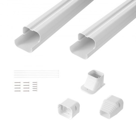 Mini Split Line Set -dækning 76,2 mm W 2270mm L, PVC Dekorativ rørlinjedæksel til klimaanlæg med 2 lige kanaler & fuld