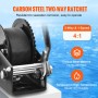 Hand Winch, 1200 lbs Pulling Capacity, Boat Trailer Winch Heavy Duty Rope Crank with 23 ft Polyester Strap and Two-Way Ratchet,
