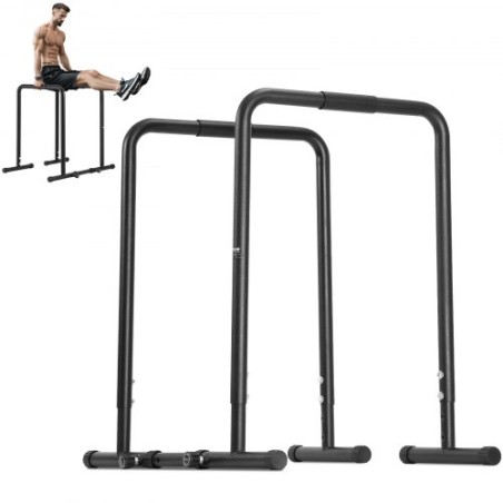 Dip Bar, 440 lbs Capacity, Heave Duty Dip Stand Station with Adjustable Height, Fitness Workout Dip Bar Station Stabilizer