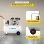Air Compressor 41.6 L, Ultra Quiet Air Compressor 1 HP, Oil-Free Air Compressor Steel Tank 750W, Portable Air Compressor 8 bar, 
