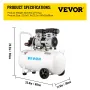 Luftkompressor 11 gallon, ultrastøjsvag luftkompressor 1 hk