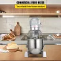 Industrial Kitchen Mixer 15Qt 600W, 3 Gear Speeds (110/178/390 RPM), Durable 110V, Includes Stainless Bowl, Dough Hook, Whisk, B