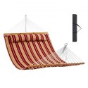 Double Quilted Fabric Hammock, 12 FT Double Hammock with Hardwood Spreader Bars, 2 Person Quilted Hammock with Detachable