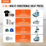 Heat Press Machine, 12 x 15 inch, 5 in 1 Heat Transfer Machine with 30 oz Tumbler Press, 360° Swing Away T-Shirt Pressing, Digit