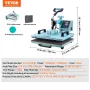 Heat Press Machine, 12 x 15 inch, 5 in 1 Heat Transfer Machine with 30 oz Tumbler Press, 360° Swing Away T-Shirt Pressing, Digit