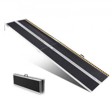 Bærbar kørestolsrampe, 10 ft 800 lbs kapacitet, skridsikre aluminium foldetærskelrampe, sammenfoldelig mobilitet scooter rampe