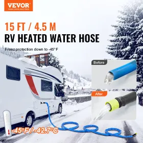 15ft Heated Water Hose for RV -45â„‰ Antifreeze Heated Drinking Water Hose