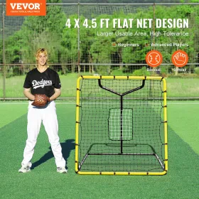 Baseball og softball rebounder net 4x4,5 ft pitchback justerbare vinkler