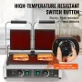 Commercial Piadine Sandwich Grill, 3600W Electric Double Sandwich Press for Panini Stainless Steel Temperature Controlled Enamel
