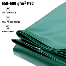 Pool Safety Cover, 11.5x19.6 ft In-ground Pool Cover, Green PVC Pool Covers, Rectangular Safety Pool Cover In-ground Cover