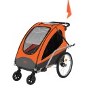Bike Trailer for Toddlers, Kids, Double Seat, 120 lbs Load, 2-In-1 Canopy Carrier Converts to Stroller, Tow Behind Foldable