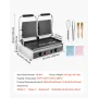 Commercial Panini Press, 3600W Stainless Steel Electric Grill, Double Pressure Plate, Sandwich Maker with Temperature Control an