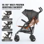 Lightweight Stroller, Compact Easy Fold MultiPosition Recline Canopy Backrest, Carbon Steel Frame, Large Storage Basket,Cup Hold