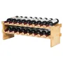 18 Bottle Stackable Modular Wine Rack, 2-Tier Solid Bamboo Wood Storage Racks, Floor Freestanding Wines Holder Display Shelf, Wo