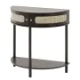 Half-moon Rattan Console Table with 2 Drawers, Rattan Entryway Table with Natural Rattan Sliding Door, Console Table with Storag