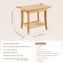 Bamboo Shower Bench, 24 x 13.8 x 18.9 in, Waterproof Shower Stool Chair with Storage Shelf Handle, 300 lbs Load Capacity Spa Bat
