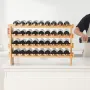 36 Bottle Stackable Modular Wine Rack, 4-Tier Solid Bamboo Wood Storage Racks, Floor Freestanding Wines Holder Display Shelf, Wo