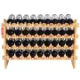 36 Bottle Stackable Modular Wine Rack, 4-Tier Solid Bamboo Wood Storage Racks, Floor Freestanding Wines Holder Display Shelf, Wo
