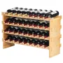 36 Bottle Stackable Modular Wine Rack, 4-Tier Solid Bamboo Wood Storage Racks, Floor Freestanding Wines Holder Display Shelf, Wo